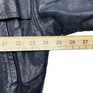 Black Leather Bomber Jacket Men's Large