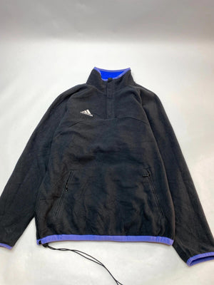 Adidas Reversible Blue & Black 1/4 Zip Windbreaker Fleece Pullover