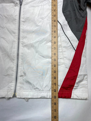 Mizuno Vintage White, Grey & Red Full-Zip Windbreaker Jacket