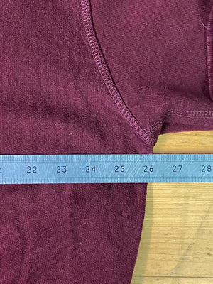 Burgundy Minimalist Hoodie with Cream Drawstrings Size L