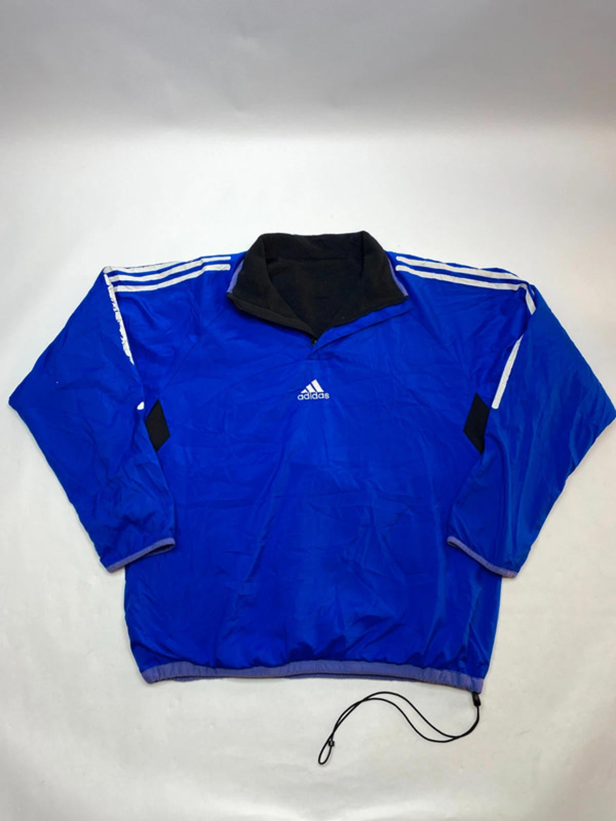 Adidas Reversible Blue & Black 1/4 Zip Windbreaker Fleece Pullover