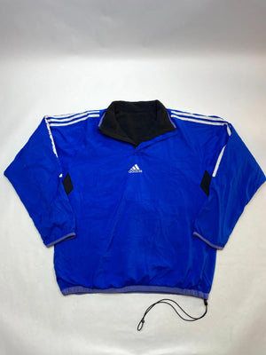 Adidas Reversible Blue & Black 1/4 Zip Windbreaker Fleece Pullover