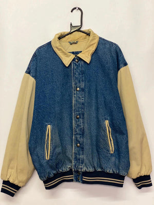 Vintage Denim & Canvas Bomber Jacket – 90s Style