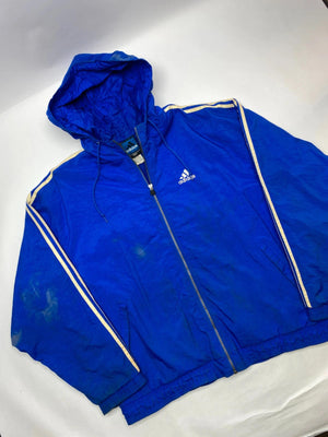 Adidas Blue Hooded Windbreaker Jacket