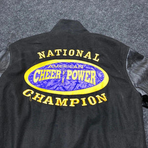 Black Cheer Power Varsity Jacket Men's Small