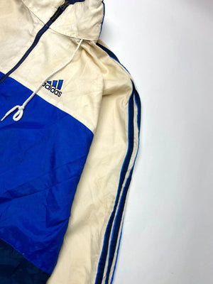 Vintage Adidas Men's Windbreaker Jacket Blue and Cream