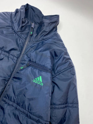 Adidas Navy Blue Puffer Jacket with Green Logo