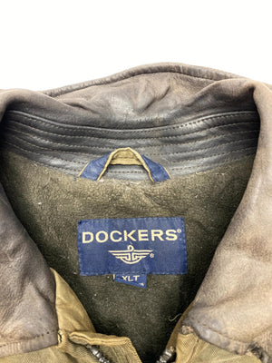 Dockers Vintage Brown Waxed Jacket with Leather Collar (Men’s XLT)