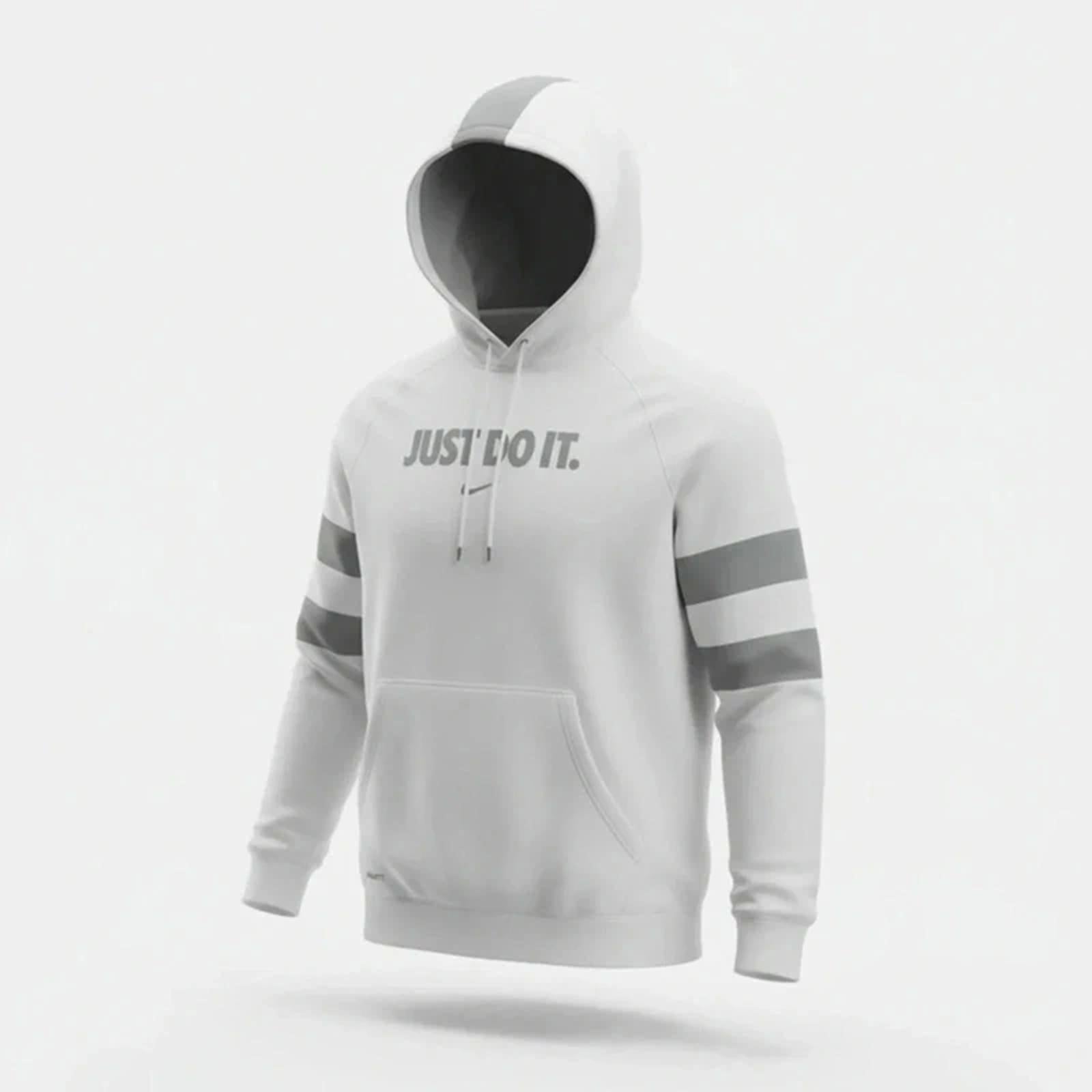 Nike Just Do It Pullover Hoodie White Grey – Size L