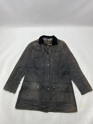Barbour Waxed Jacket Brown Corduroy Collar – Size UK 10 / EU 36