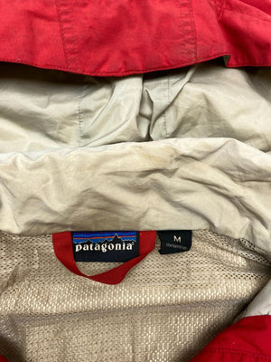 Patagonia Red & Beige Hooded Rain Jacket