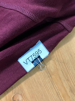 Burgundy Minimalist Hoodie with Cream Drawstrings Size L