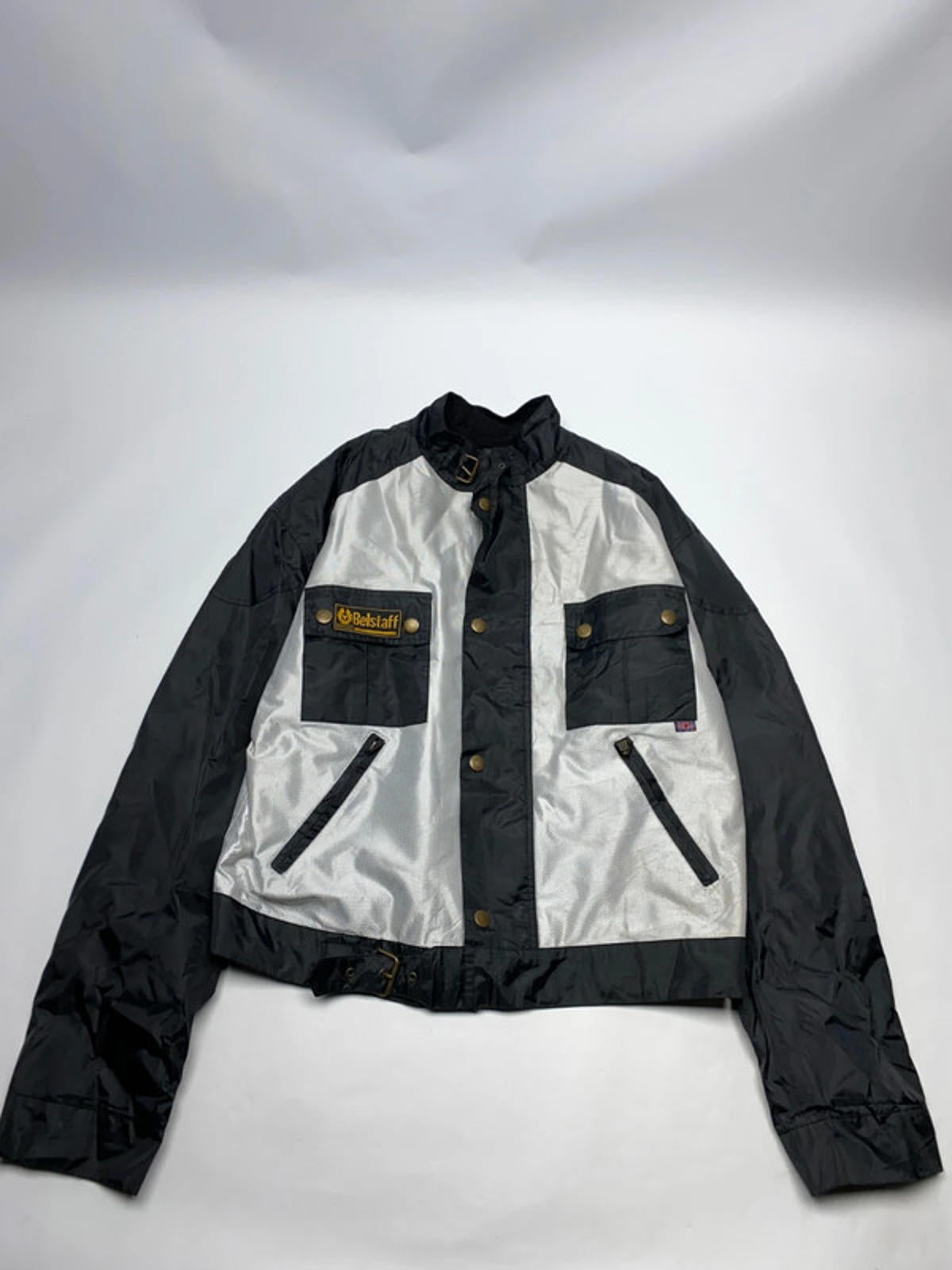 Belstaff Two-Tone Black & Silver Quilted Biker Jacket