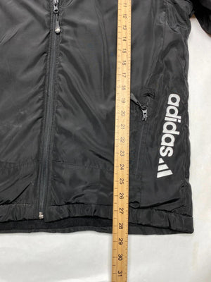 Adidas Black 3-Stripes Puffer Windbreaker Jacket