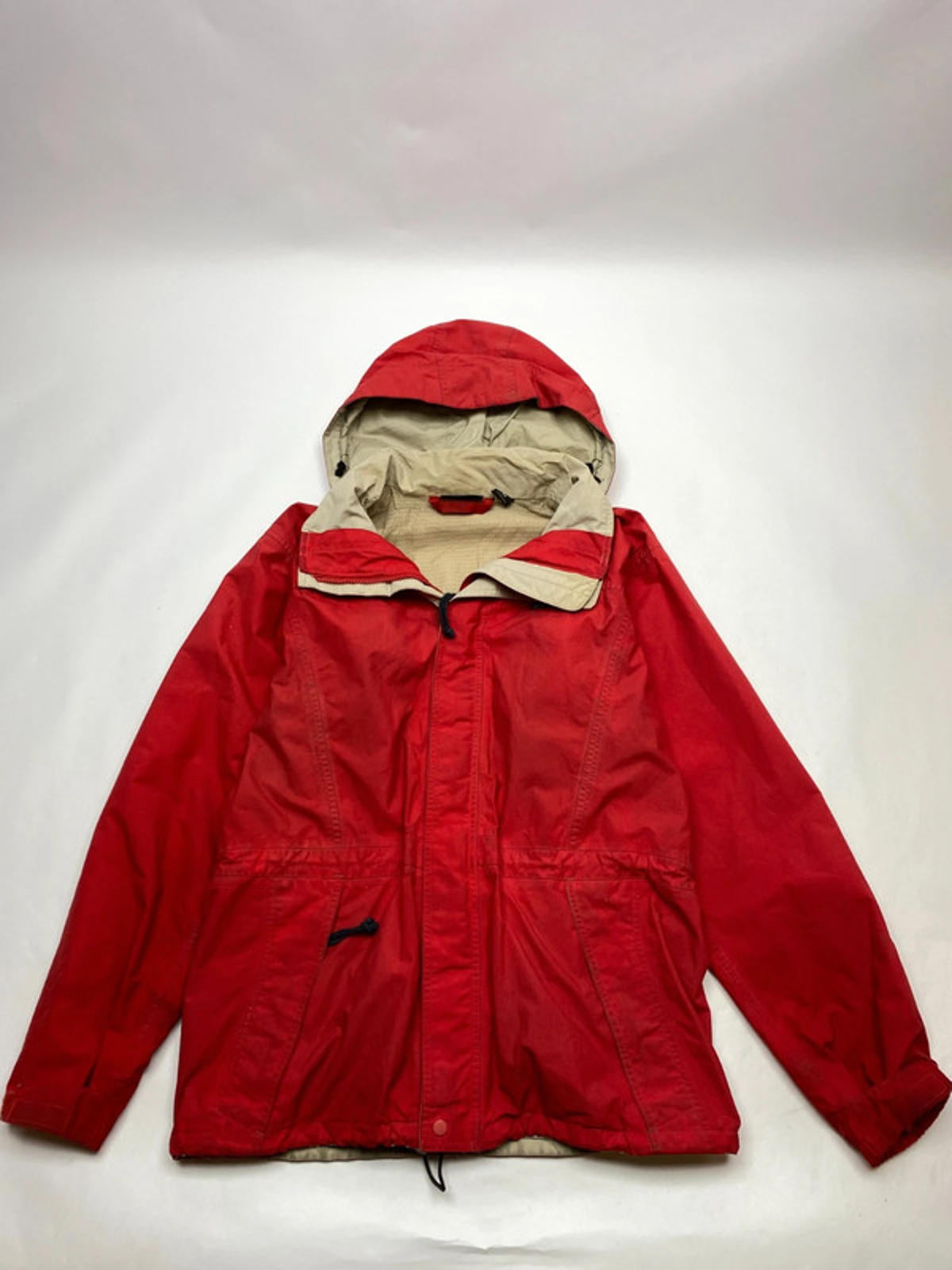 Patagonia Red & Beige Hooded Rain Jacket