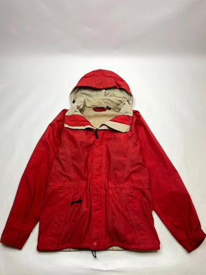 Patagonia Red & Beige Hooded Rain Jacket