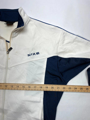 Vintage Nike White and Navy Track Jacket (Men’s S)