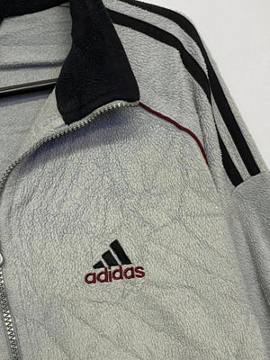 Adidas Grey & Burgundy Full-Zip Track Jacket – Size L