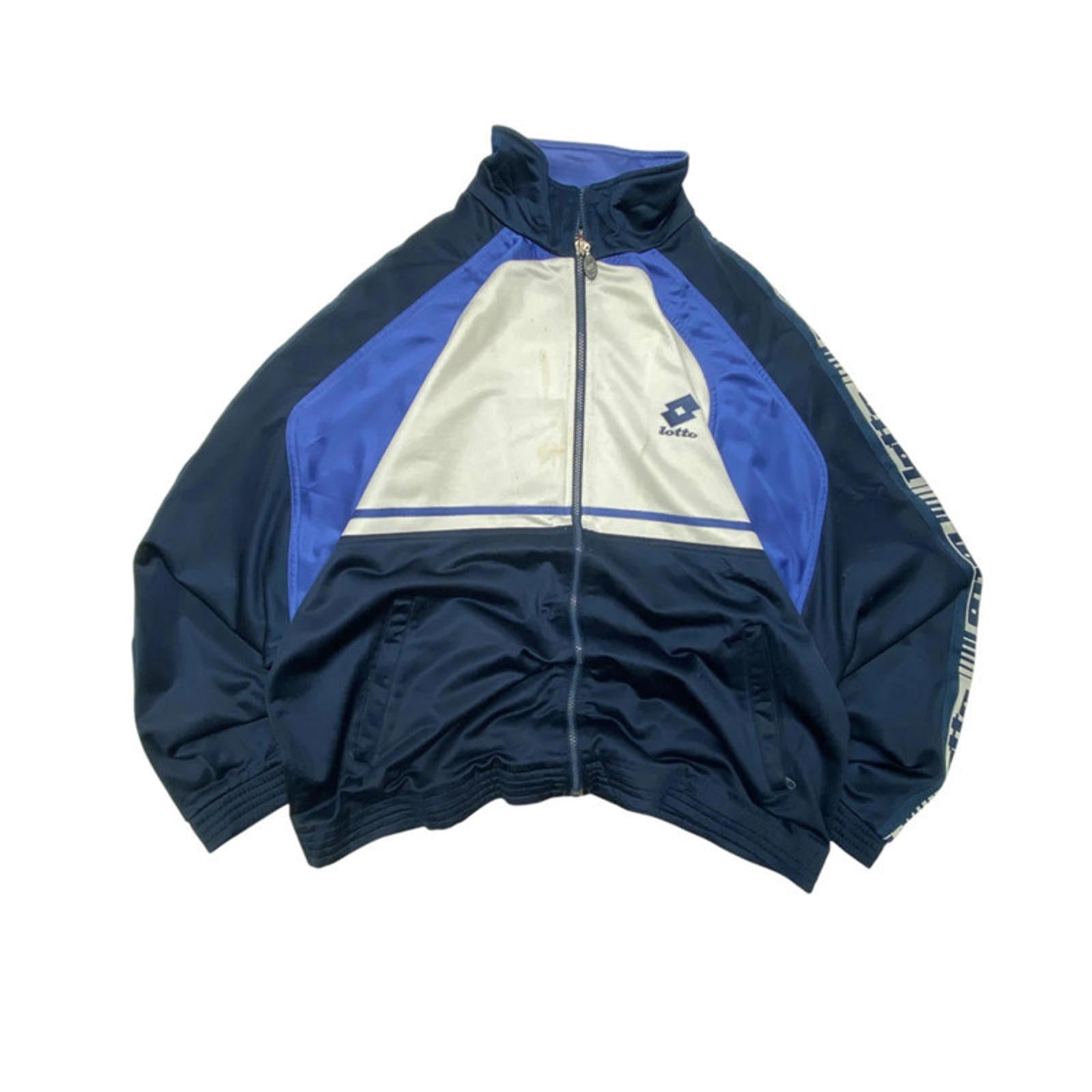 Vintage 90s Navy and White Lotto Track Jacket Men's XXL