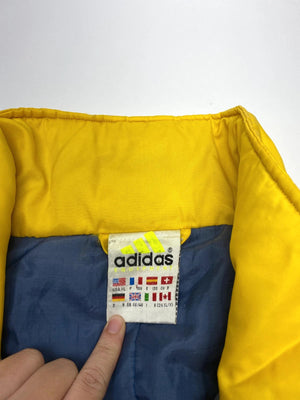Vintage 90s Adidas Yellow & Navy Puffer / Ski Jacket