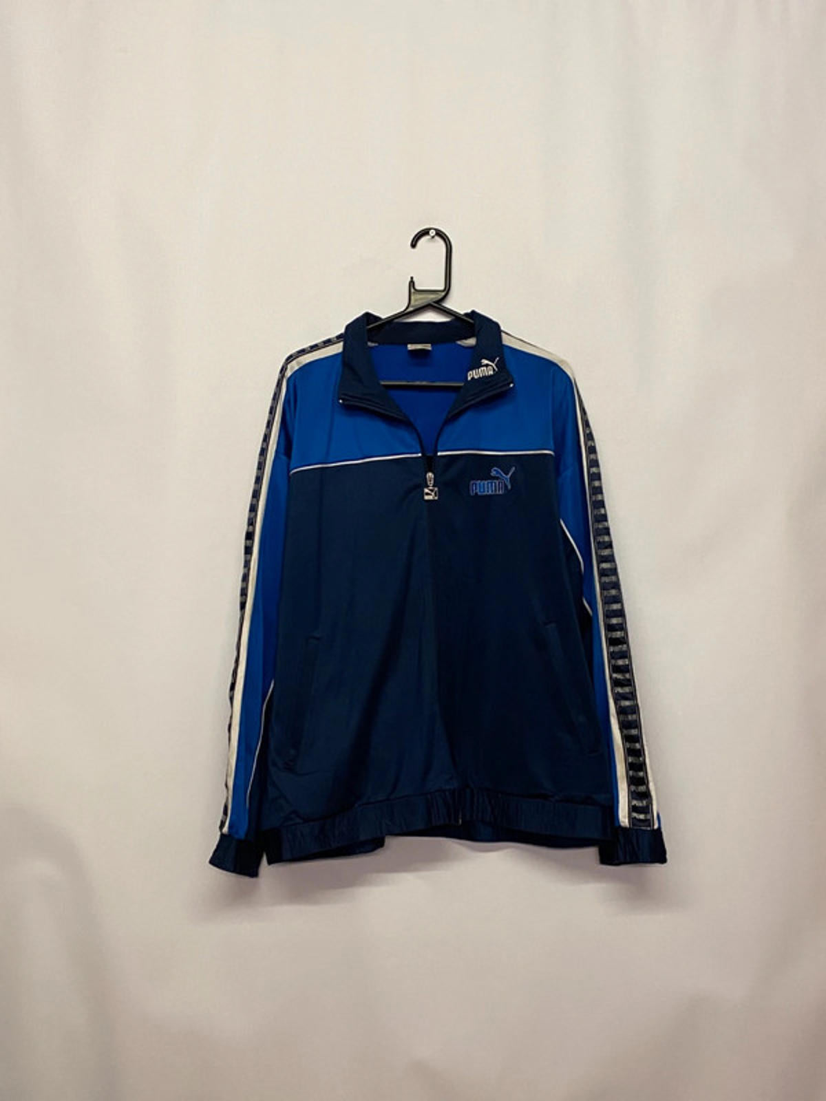 Vintage Puma Blue Track Jacket with Logo Tape Sleeves