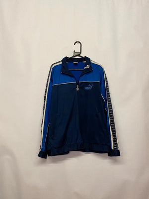 Vintage Puma Blue Track Jacket with Logo Tape Sleeves