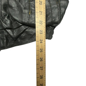 Black Leather Bomber Jacket Men's Large