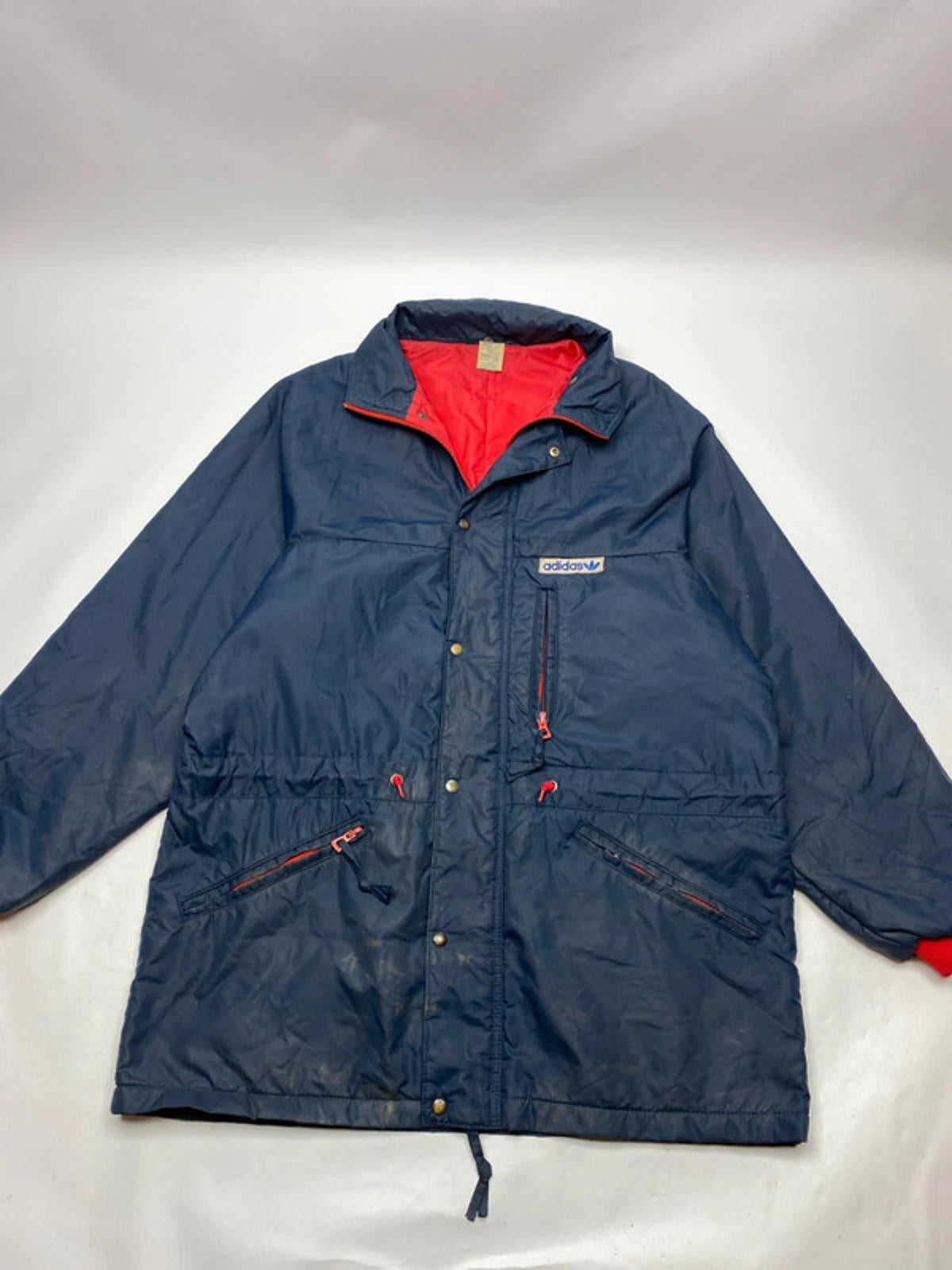 Adidas Vintage Navy and Red Padded Jacket (Men’s L)