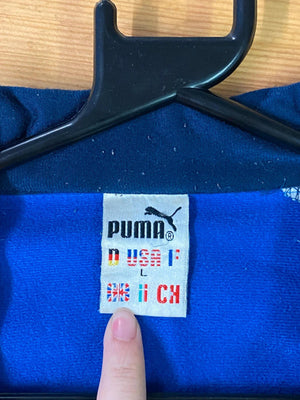 Vintage Puma Blue Track Jacket with Logo Tape Sleeves