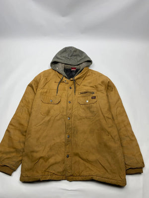 Dickies Brown Canvas Work Jacket with Grey Hood