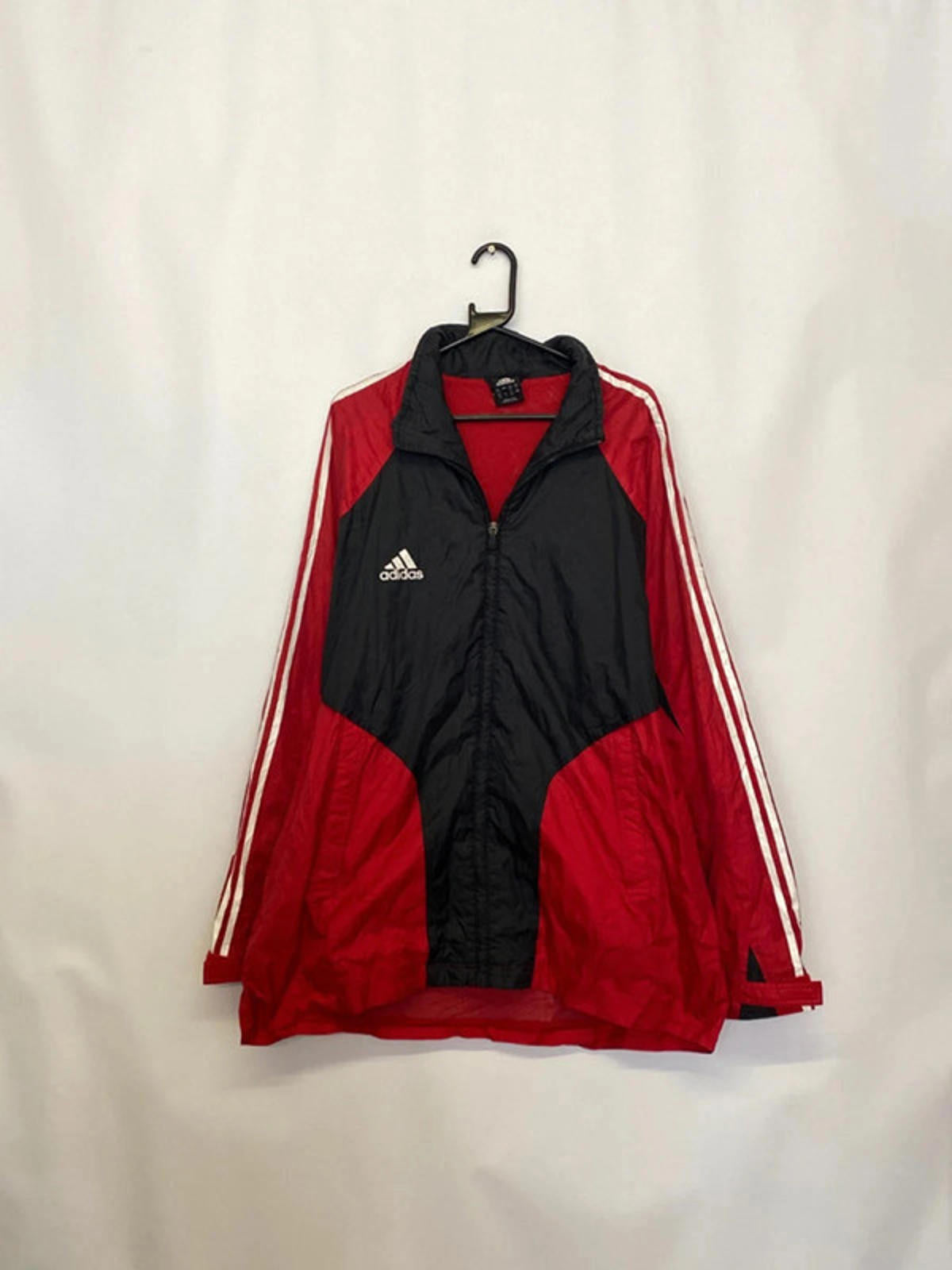 Adidas Vintage Red & Black 3-Stripes Windbreaker Jacket