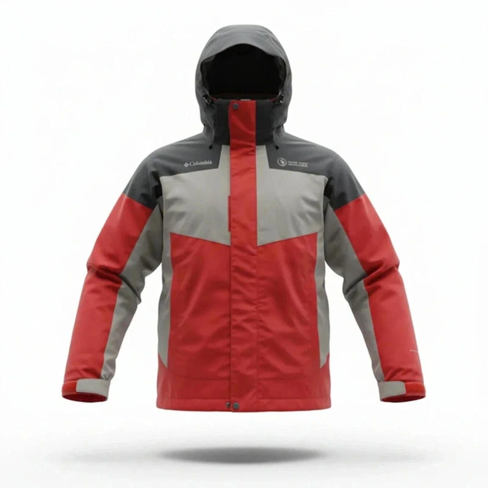 Columbia Hooded Waterproof Jacket Red Grey – Youth 14–16