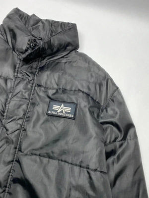 Alpha Industries Black Puffer Jacket Military Style
