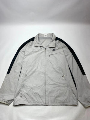 Adidas Light Grey & Black Full-Zip Windbreaker Jacket (Men’s L)
