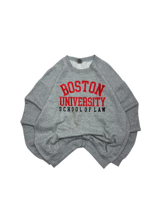 Grey Boston Uni Embroidery Sweatshirt Men's Medium Northern Pole Vintage Wholesale 