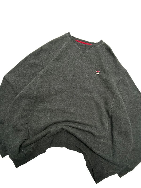 Grey FILA Chest Logo Sweatshirt Men's Large Northern Pole Vintage Wholesale 
