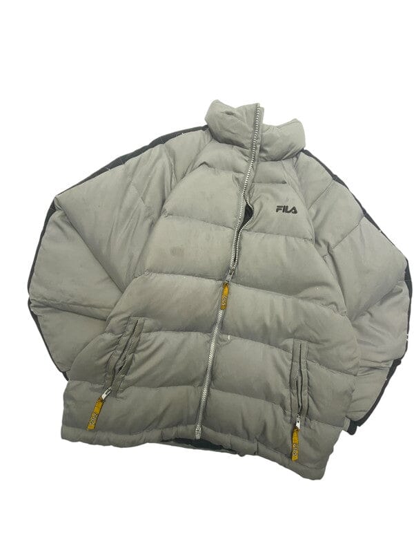 Grey FILA Puffer Jacket Men's Medium Northern Pole Vintage Wholesale 