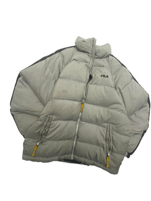 Grey FILA Puffer Jacket Men's Medium Northern Pole Vintage Wholesale 