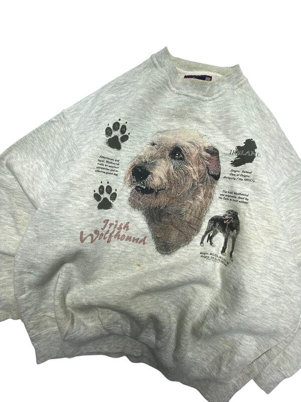 Grey Moose Print Sweatshirt Men's Medium Northern Pole Vintage Wholesale 