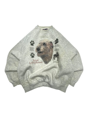 Grey Moose Print Sweatshirt Men's Medium Northern Pole Vintage Wholesale 