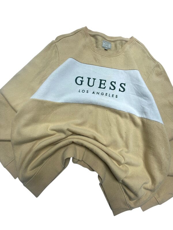 Khaki GUESS Embroidery Sweatshirt Men's Large Northern Pole Vintage Wholesale 