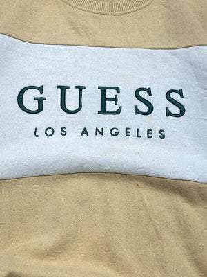 Khaki GUESS Embroidery Sweatshirt Men's Large Northern Pole Vintage Wholesale 