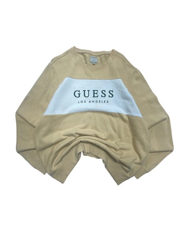Khaki GUESS Embroidery Sweatshirt Men's Large Northern Pole Vintage Wholesale 