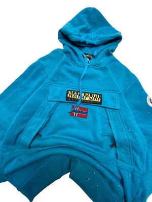 Light Blue Napapijri Fleece Anorak Jacket Women's XXL Northern Pole Vintage Wholesale 