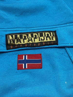 Light Blue Napapijri Fleece Anorak Jacket Women's XXL Northern Pole Vintage Wholesale 