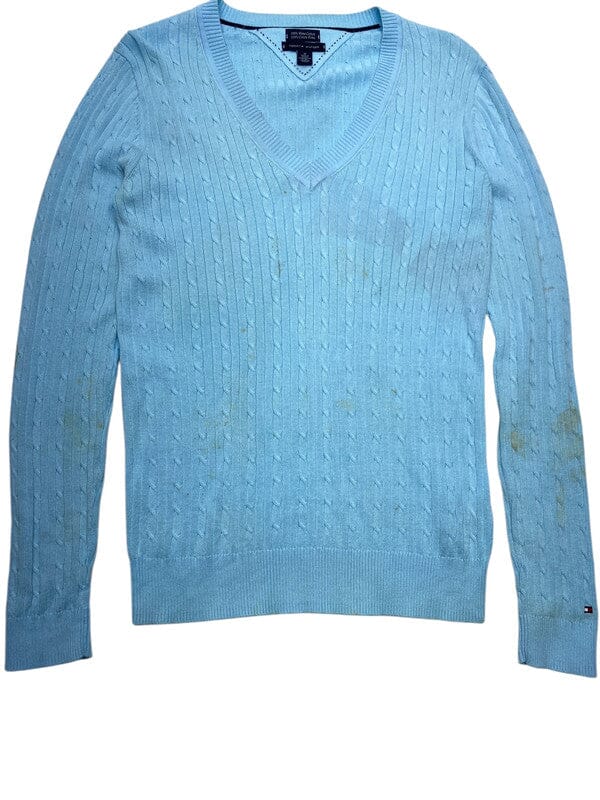 Light Blue Tommy Hilfiger V-neck Jumper Men's Medium Northern Pole Vintage Wholesale 