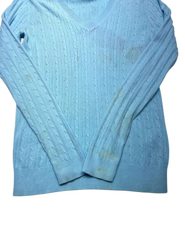 Light Blue Tommy Hilfiger V-neck Jumper Men's Medium Northern Pole Vintage Wholesale 