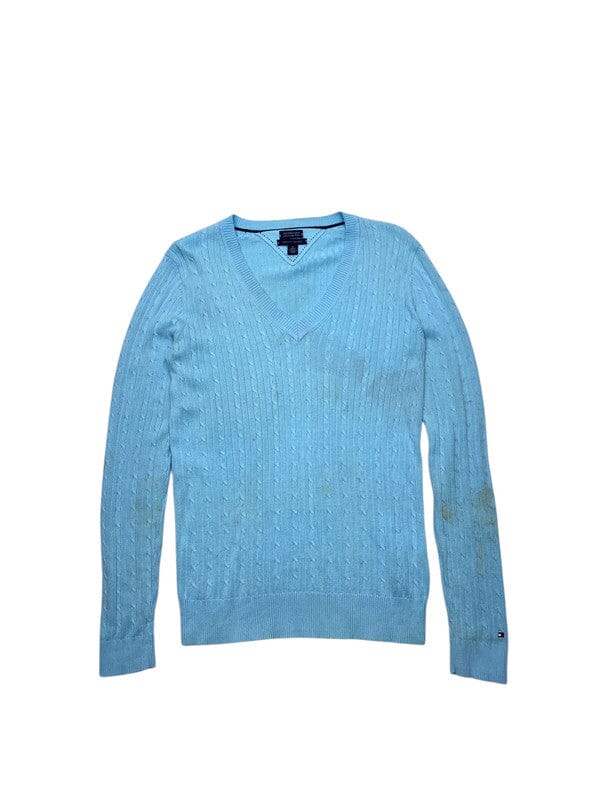 Light Blue Tommy Hilfiger V-neck Jumper Men's Medium Northern Pole Vintage Wholesale 