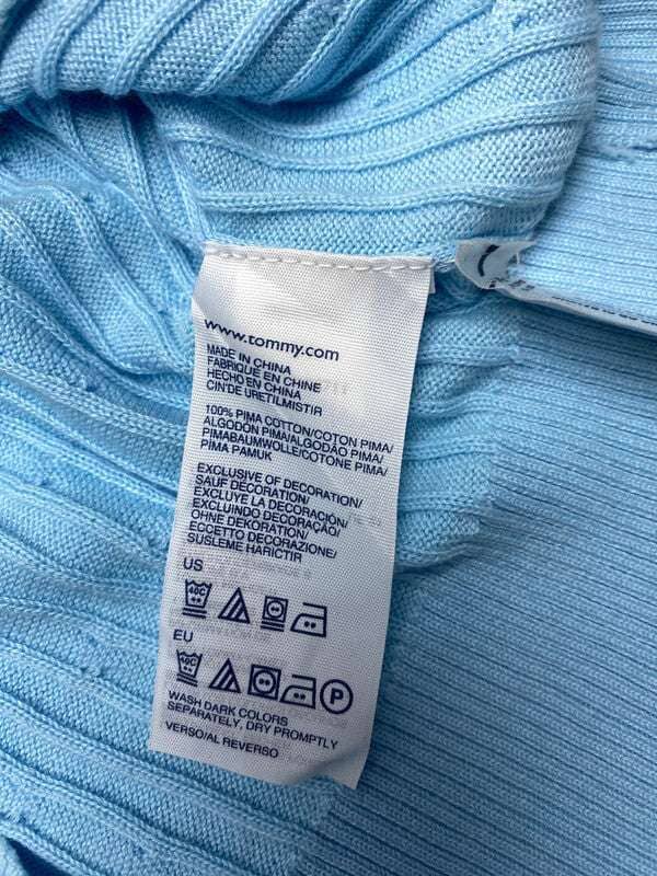 Light Blue Tommy Hilfiger V-neck Jumper Men's Medium Northern Pole Vintage Wholesale 