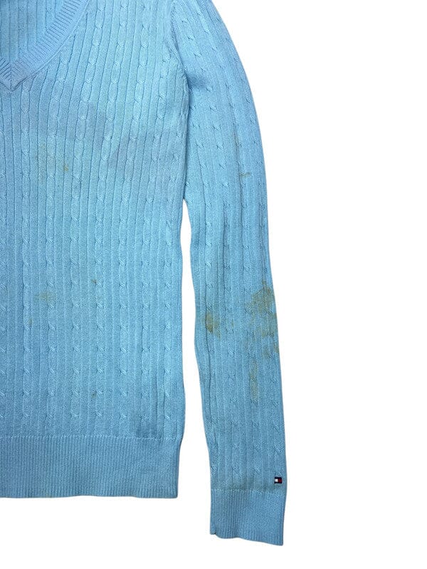 Light Blue Tommy Hilfiger V-neck Jumper Men's Medium Northern Pole Vintage Wholesale 